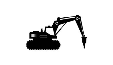 Beyaz izole edilmiş üzerinde basit biçimli kazıcı simgesi