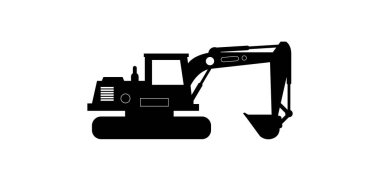 Beyaz arkaplanda ekskavatör vektör çizimi.  