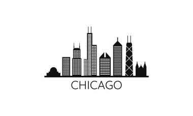 Chicago City silueti. vektör illüstrasyonu
