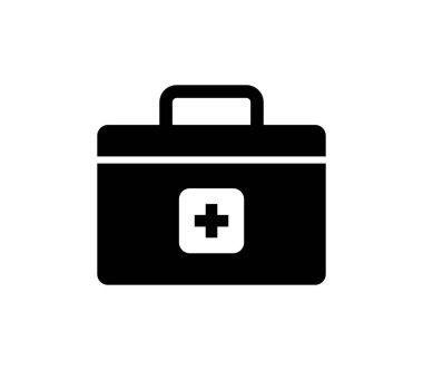 İlk yardım çantası çizgisi simgesi, vektör illüstrasyonu 