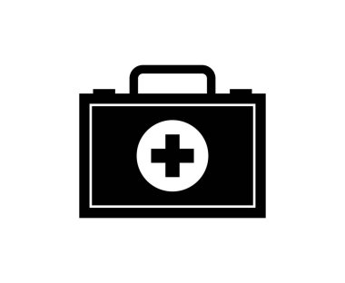 İlk yardım çantası çizgisi simgesi, vektör illüstrasyonu 