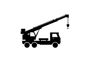 İnşaat vinci simgesi. Beyaz arkaplanda izole edilmiş web tasarımı için vinç vektör simgesinin basit çizimi