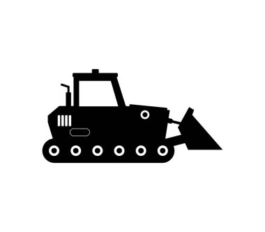 İnşaat traktörü simgesi düz bir şekilde izole edilmiş. vektör illüstrasyonu