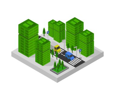 İzometrik kentsel şehir. vektör illüstrasyonu.