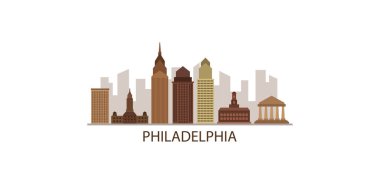 Pennsylvania 'nın modern şehir silueti. Düz tasarımda vektör illüstrasyonu