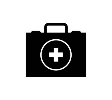 İlk yardım çantası çizgisi simgesi, vektör illüstrasyonu 