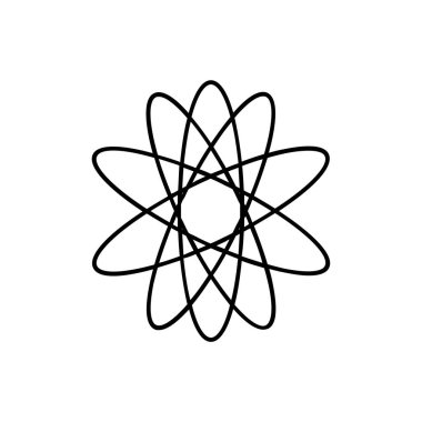 Beyaz bir arka plan üzerinde resimli atom simgesi