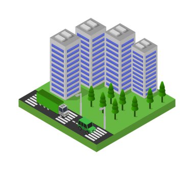 İzometrik şehir binası, vektör 