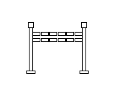 Çiftlik çiti ikonu ana hat vektörü. Sığır sürüsü. Jersey cinsi