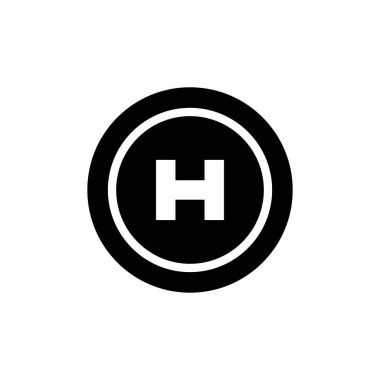 Helipad Symbol Icon Vektör Çizimi 