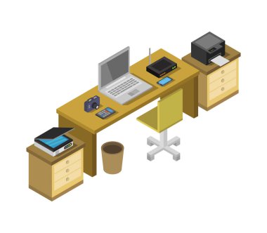 İş için mobilya seti. düz tasarım biçimi