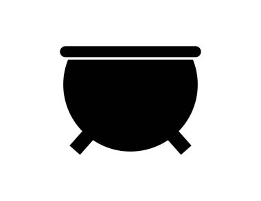 Beyaz zemin üzerinde kaynayan sihirli iksir ikonu ile cadılar kara kazan