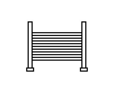 Çiftlik çiti ikonu ana hat vektörü. Sığır sürüsü. Jersey cinsi