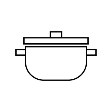 Mutfak çömleği ikonu. İnce çizgi tarzı tasarım. vektör illüstrasyonu