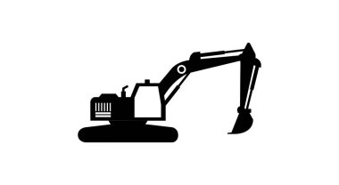 Siluet kazıcı simgesi, düz tasarım. vektör illüstrasyonu