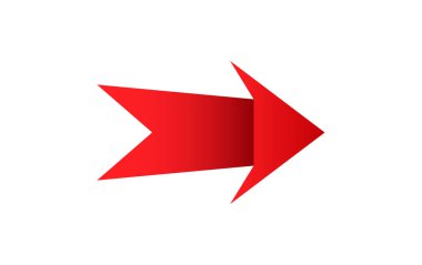 Beyaz arkaplanda kırmızı ok simgesi. düz dizayn.