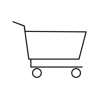Alışveriş arabası ikonu. İnce çizgi tasarımı. vektör illüstrasyonu.