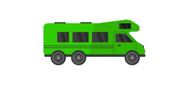 çizgi film seyahat aracı vektörü, renkli otobüs