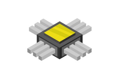 Beyaz arkaplanda izole edilmiş mikroçip simgesi