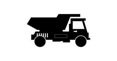 Beyaz arkaplan kamyonunda siyah vektör simgesi.