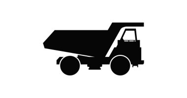 Siyah stil izole edilmiş vektör illüstrasyonunda inşaat kamyonu simgesi