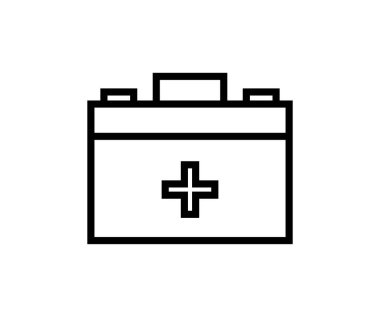 İlk yardım çantası çizgisi simgesi, vektör illüstrasyonu 