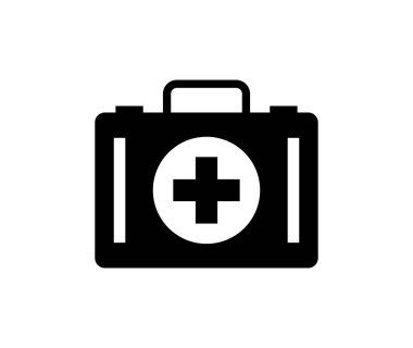 İlk yardım çantası çizgisi simgesi, vektör illüstrasyonu 
