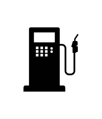 Beyaz arkaplanda benzin pompası simgesi.