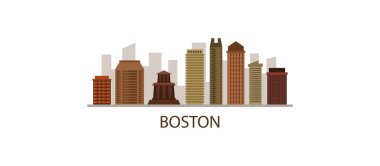 Renkli binalarla Boston silueti 