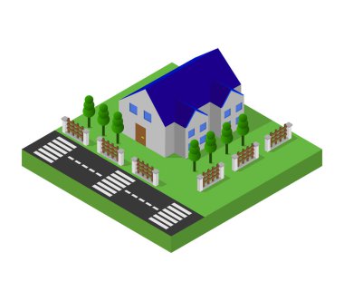 Ağaçlı ev, izometrik vektör d