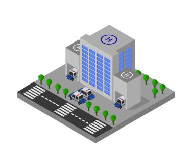 Binanın izometrik vektör çizimi.