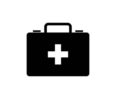 İlk yardım çantası çizgisi simgesi, vektör illüstrasyonu 