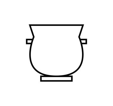 Beyaz zemin üzerinde kaynayan sihirli iksir ikonu ile cadılar kara kazan