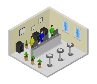 İzometrik ofis binası. vektör illüstrasyonu