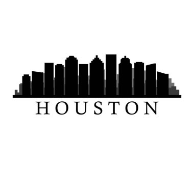 Houston City silueti siyah beyaz siluet