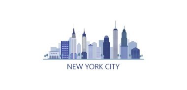 Modern şehir silueti. Siluet çizimi. Düz tasarımda vektör illüstrasyonu