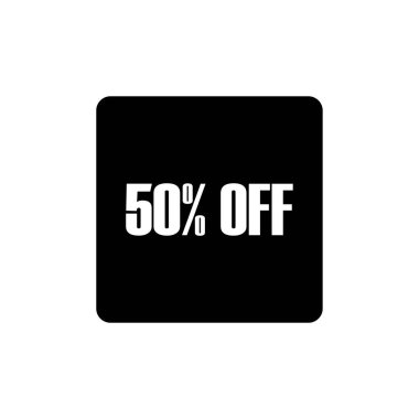 % 50 indirimli kare simgesi, vektör illüstrasyonu