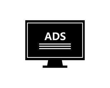 Reklam simgesi. beyaz arkaplanda düz tasarım vektör çizimi