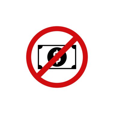 yasaklı para simgesi vektörü beyaz arkaplanda izole edildi