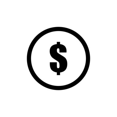Dolar madeni para düz ağ simgesi