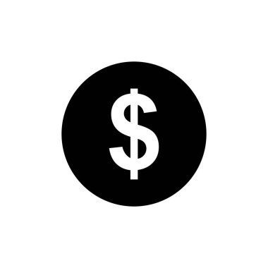 Dolar madeni para düz ağ simgesi