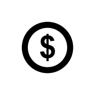 Dolar madeni para düz ağ simgesi