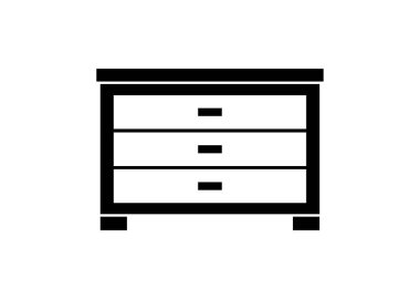 Beyaz arkaplanda resimli çekmece simgesi