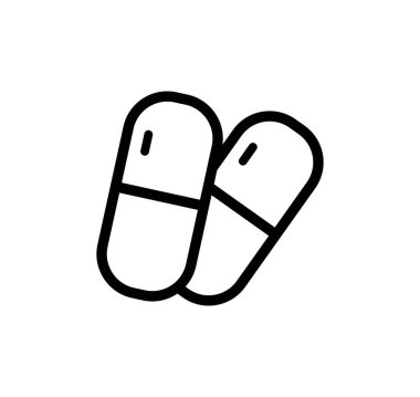 Beyaz arkaplanda izole edilmiş hap simgesi vektörü