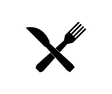 Beyaz arkaplanda çatal ve bıçak simgesi