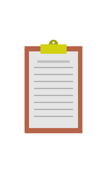 paper document with clipboard isolated on white background