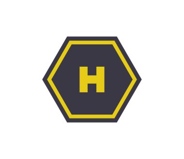  Helikopter pisti simgesi, vektör illüstrasyonu basit tasarım 