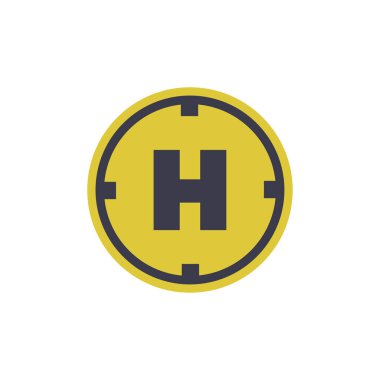  Helikopter pisti simgesi, vektör illüstrasyonu basit tasarım 