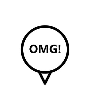 omg! Konuşma balonu. Düz stil. beyaz arkaplanda izole