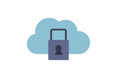 Bulut hesaplama kilidi, güvenli bulut vektör çizimi tasarımı